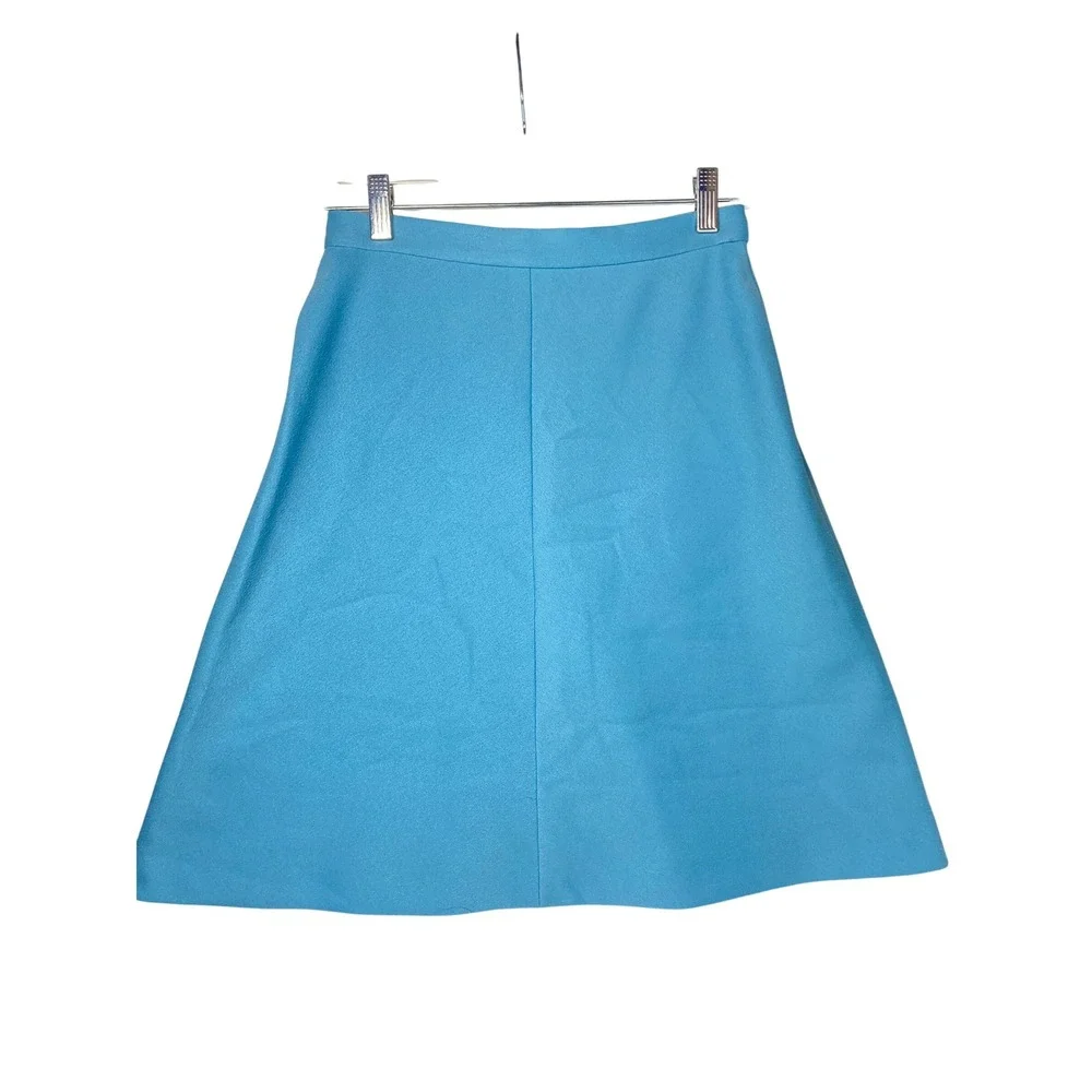 Handmade Vintage Blue A-Line Skirt | Back Zip | Unlined | Knee‎ Length